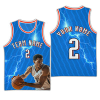Custom Blue Thunder Basketball Jersey