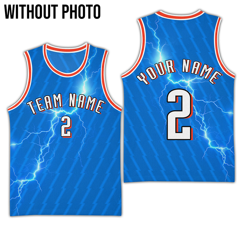 Custom Blue Thunder Basketball Jersey