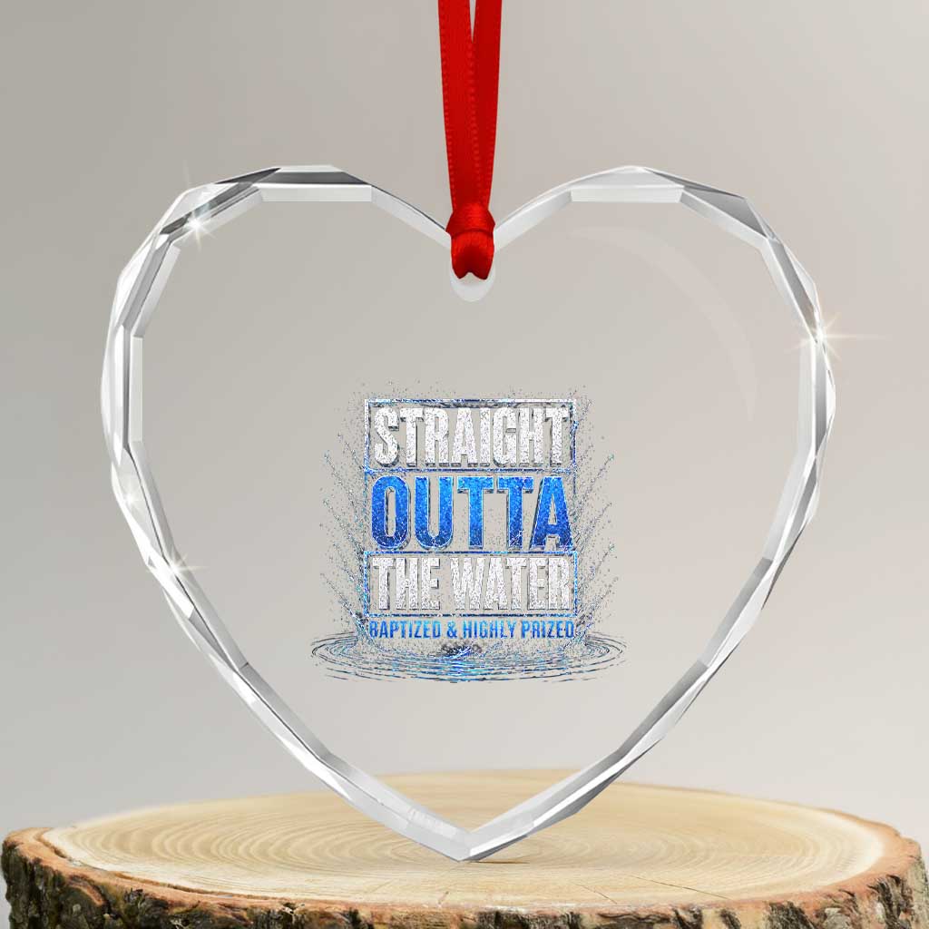 Baptism Heart Crystal Glass Ornament Straight Outta Water Christian Baptized