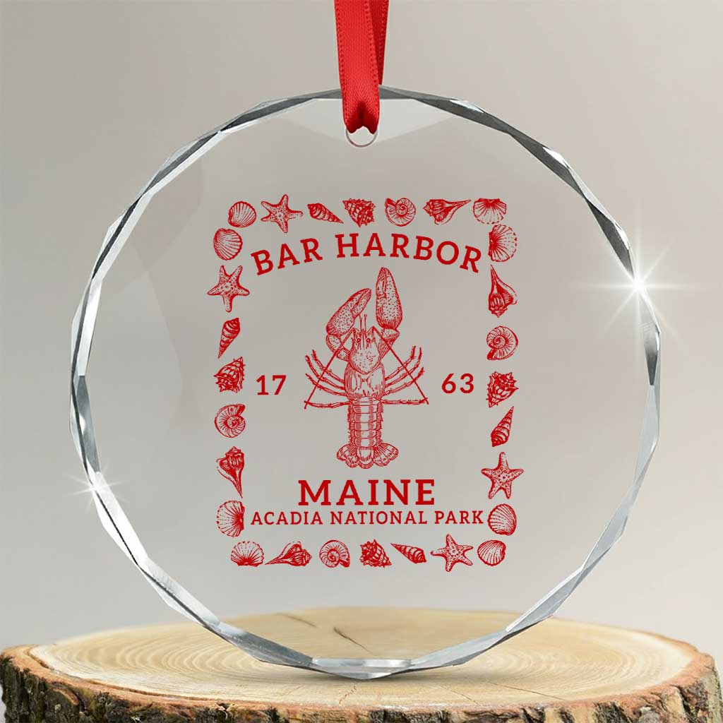 Bar Harbor Maine Lobster Acadia National Park 1763 Crystal Glass Ornament