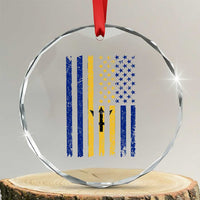 Barbados American Flag Crystal Glass Ornament Distressed Barbadian Pride Patriotic Heritage Gift