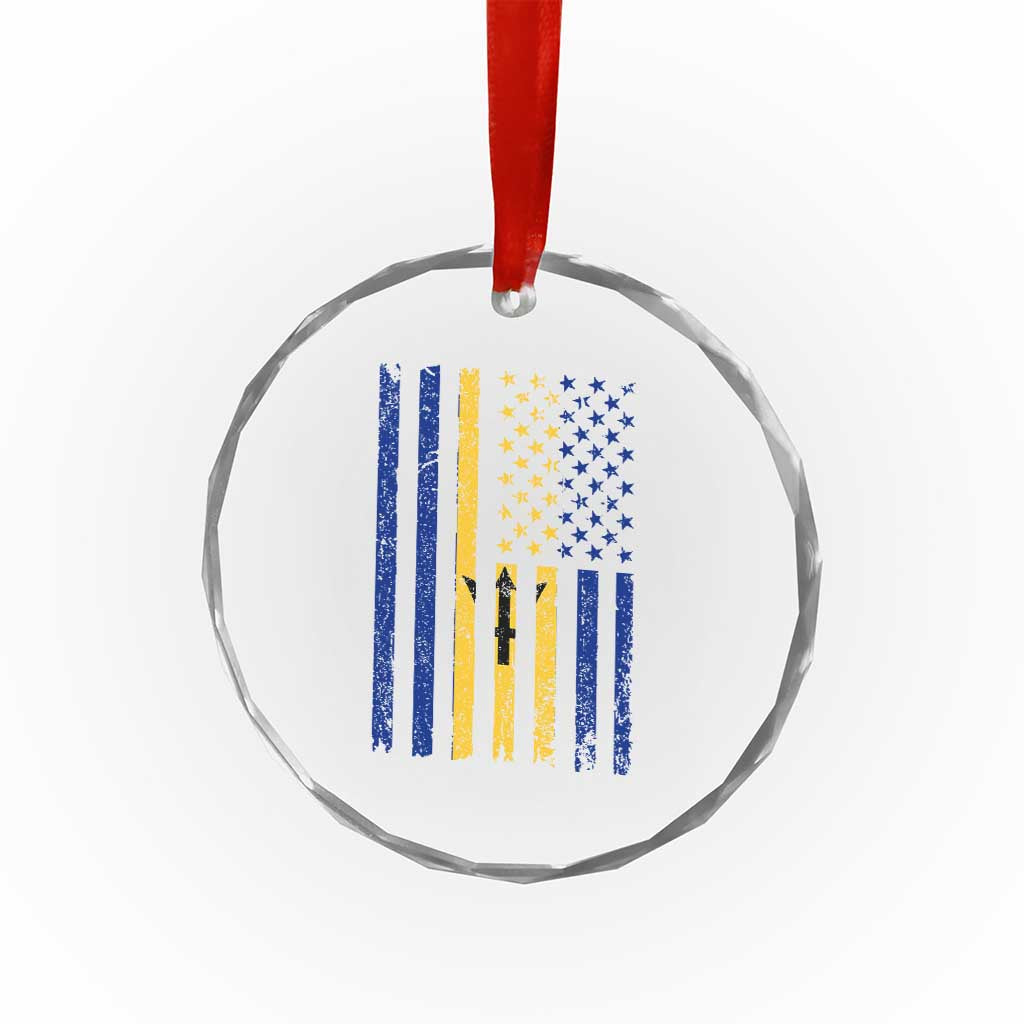 Barbados American Flag Crystal Glass Ornament Distressed Barbadian Pride Patriotic Heritage Gift