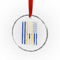 Barbados American Flag Crystal Glass Ornament Distressed Barbadian Pride Patriotic Heritage Gift