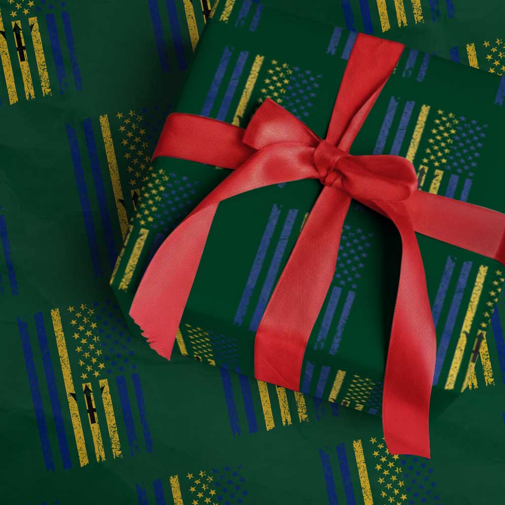 Barbados American Flag Wrapping Paper Roll Distressed Barbadian Pride Patriotic Heritage Gift