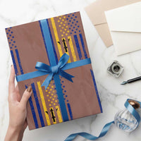 Barbados American Flag Wrapping Paper Roll Distressed Barbadian Pride Patriotic Heritage Gift