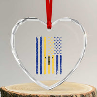 Barbados American Flag Heart Crystal Glass Ornament Distressed Barbadian Pride Patriotic Heritage Gift