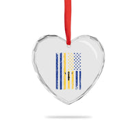 Barbados American Flag Heart Crystal Glass Ornament Distressed Barbadian Pride Patriotic Heritage Gift