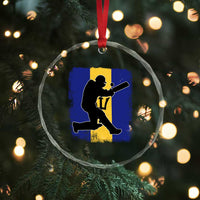Barbados Cricket Crystal Glass Ornament Retro Vintage Sport Bajan Flag West Indies Cricket Fan