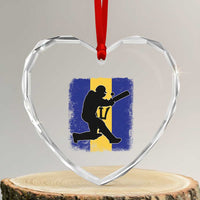 Barbados Cricket Heart Crystal Glass Ornament Retro Vintage Sport Bajan Flag West Indies Cricket Fan