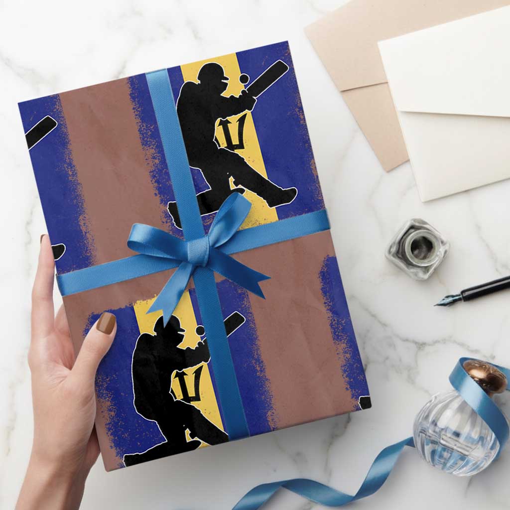 Barbados Cricket Wrapping Paper Roll Retro Vintage Sport Bajan Flag West Indies Cricket Fan