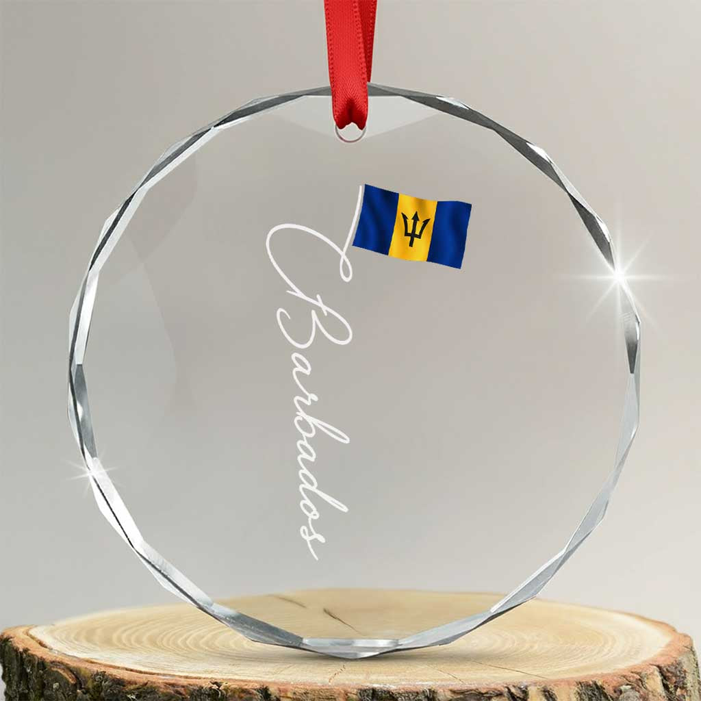 Barbados Flag Crystal Glass Ornament Elegant Barbados Pride Patriotic Island Heritage Gift