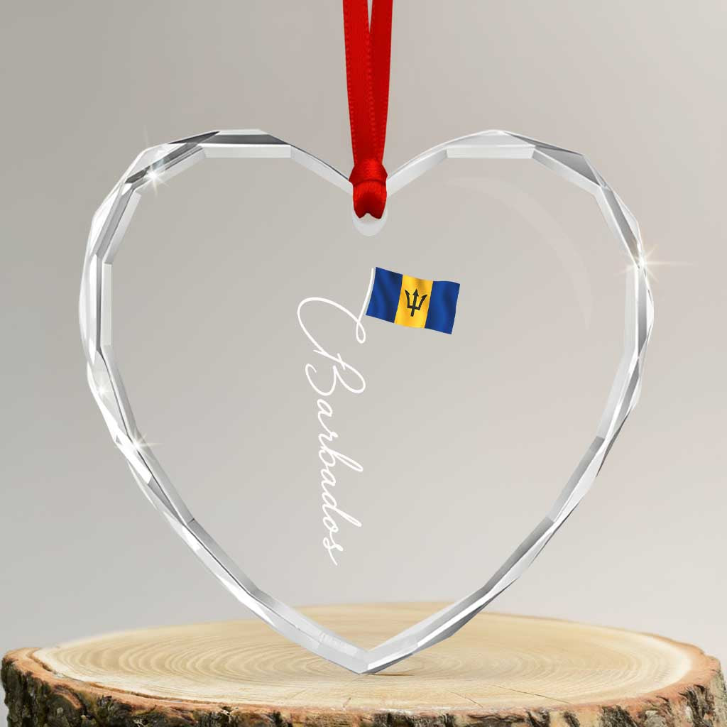 Barbados Flag Heart Crystal Glass Ornament Elegant Barbados Pride Patriotic Island Heritage Gift