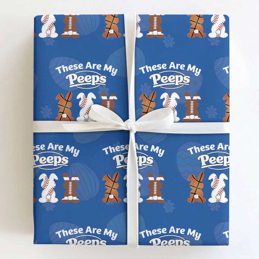 Baseball Basketball Football Easter Wrapping Paper Roll Cute Bunny Game Day Sports These Are My Peeps