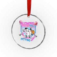 Baseball Blowing Bubbles Hitting Doubles Crystal Glass Ornament Sports Bubble Gum Lover