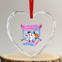 Baseball Blowing Bubbles Hitting Doubles Heart Crystal Glass Ornament Sports Bubble Gum Lover