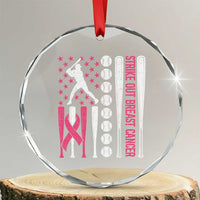 Baseball Breast Cancer Crystal Glass Ornament Pink Ribbon Strike Out Breast Cancer American Flag TS10
