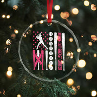 Baseball Breast Cancer Crystal Glass Ornament Pink Ribbon Strike Out Breast Cancer American Flag TS10