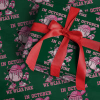 Baseball Breast Cancer Wrapping Paper Roll In October We Wear Pink Baseball Drip