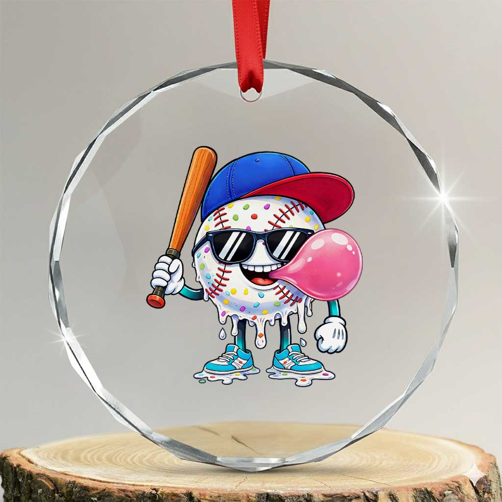 Baseball Bubble Gum Sports Game Day Crystal Glass Ornament