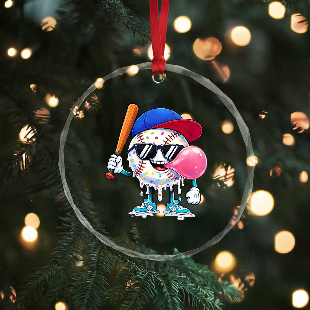 Baseball Bubble Gum Sports Game Day Crystal Glass Ornament