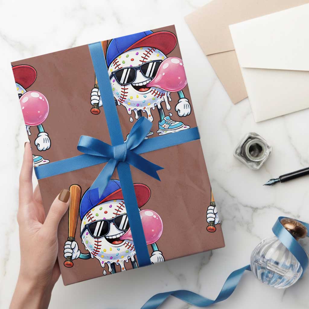 Baseball Bubble Gum Sports Game Day Wrapping Paper Roll