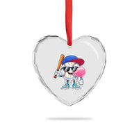 Baseball Bubble Gum Sports Game Day Heart Crystal Glass Ornament