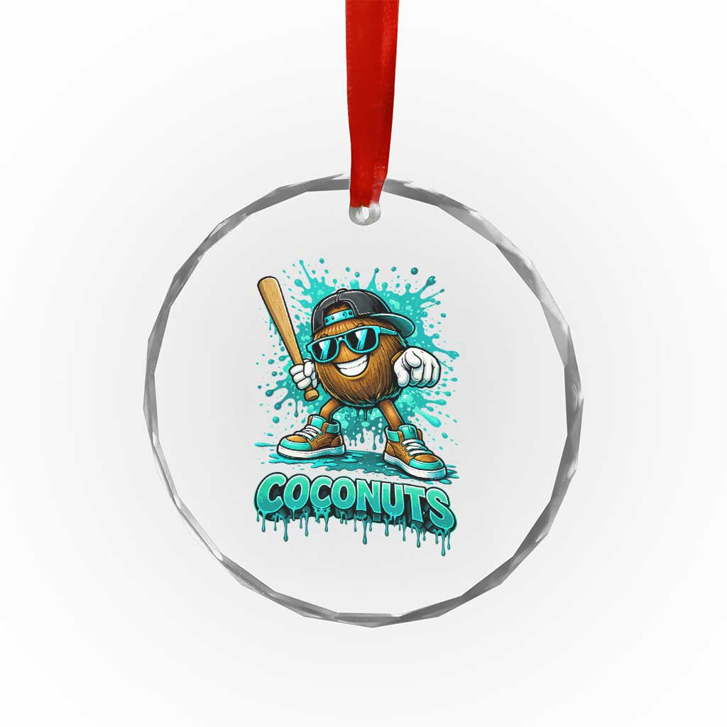 Baseball Coconut Crystal Glass Ornament Funny Graffiti Splatter Sports