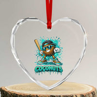 Baseball Coconut Heart Crystal Glass Ornament Funny Graffiti Splatter Sports