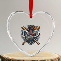 Baseball Dad Est 2026 Heart Crystal Glass Ornament New Dad Father's Day Gift