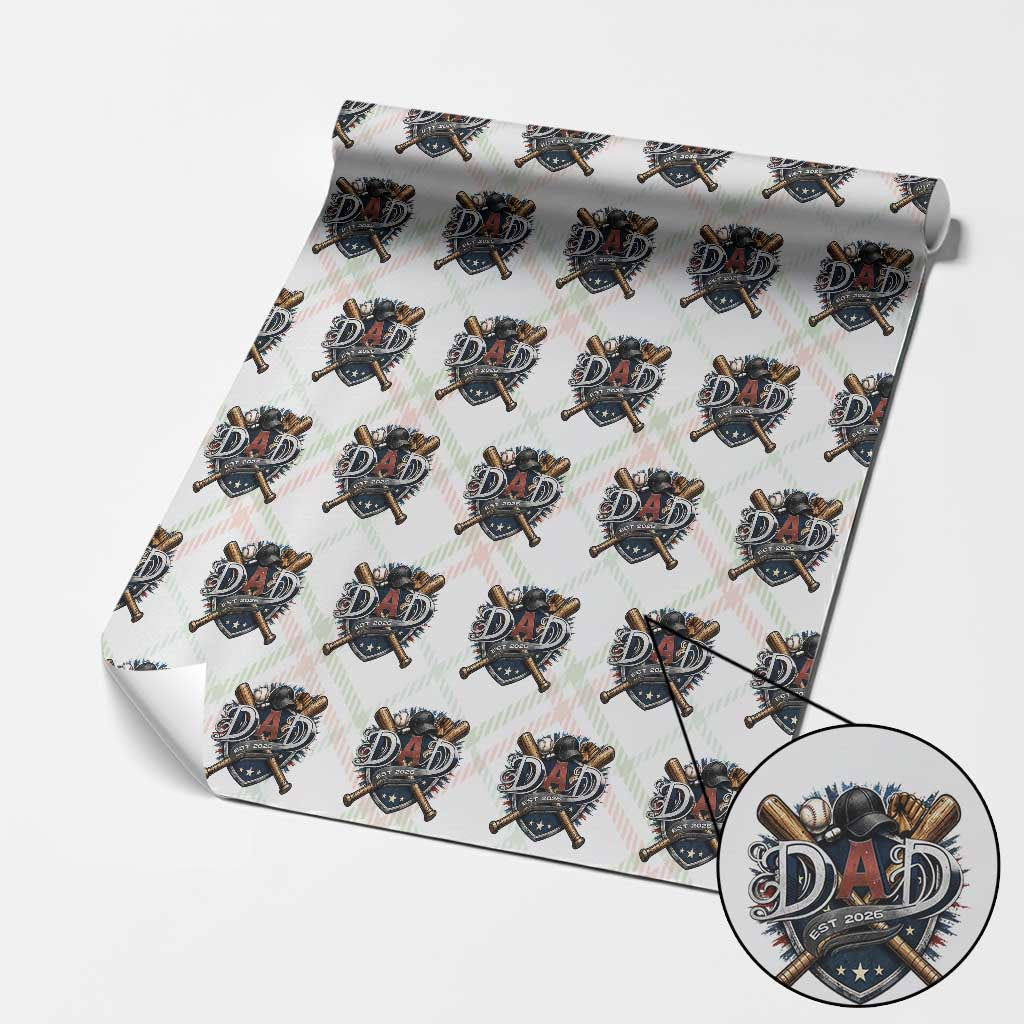 Baseball Dad Est 2026 Wrapping Paper Roll New Dad Father's Day Gift