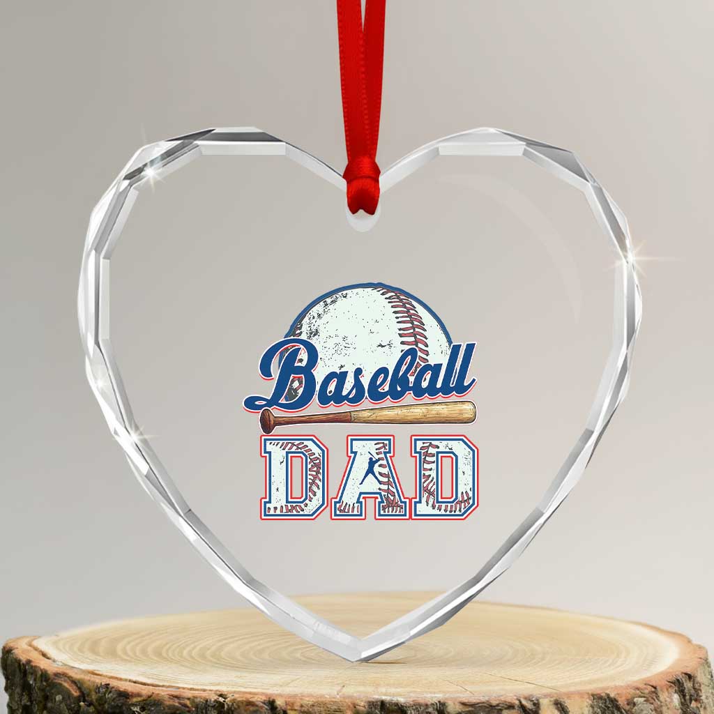 Baseball Dad Heart Crystal Glass Ornament Baseball Sport Lovers For Father's Day - Wonder Print Shop