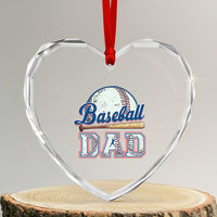 Baseball Dad Heart Crystal Glass Ornament Baseball Sport Lovers For Father's Day - Wonder Print Shop