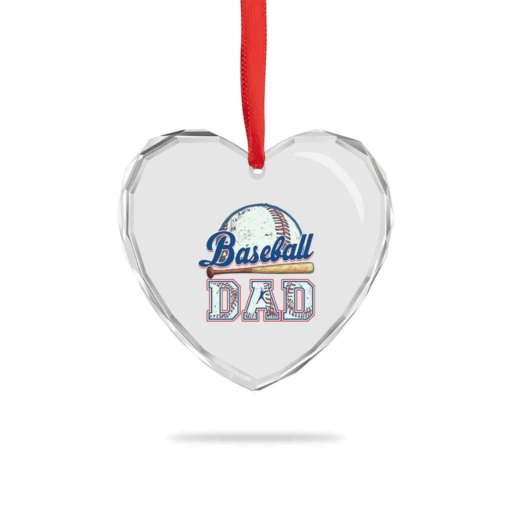 Baseball Dad Heart Crystal Glass Ornament Baseball Sport Lovers For Father's Day - Wonder Print Shop