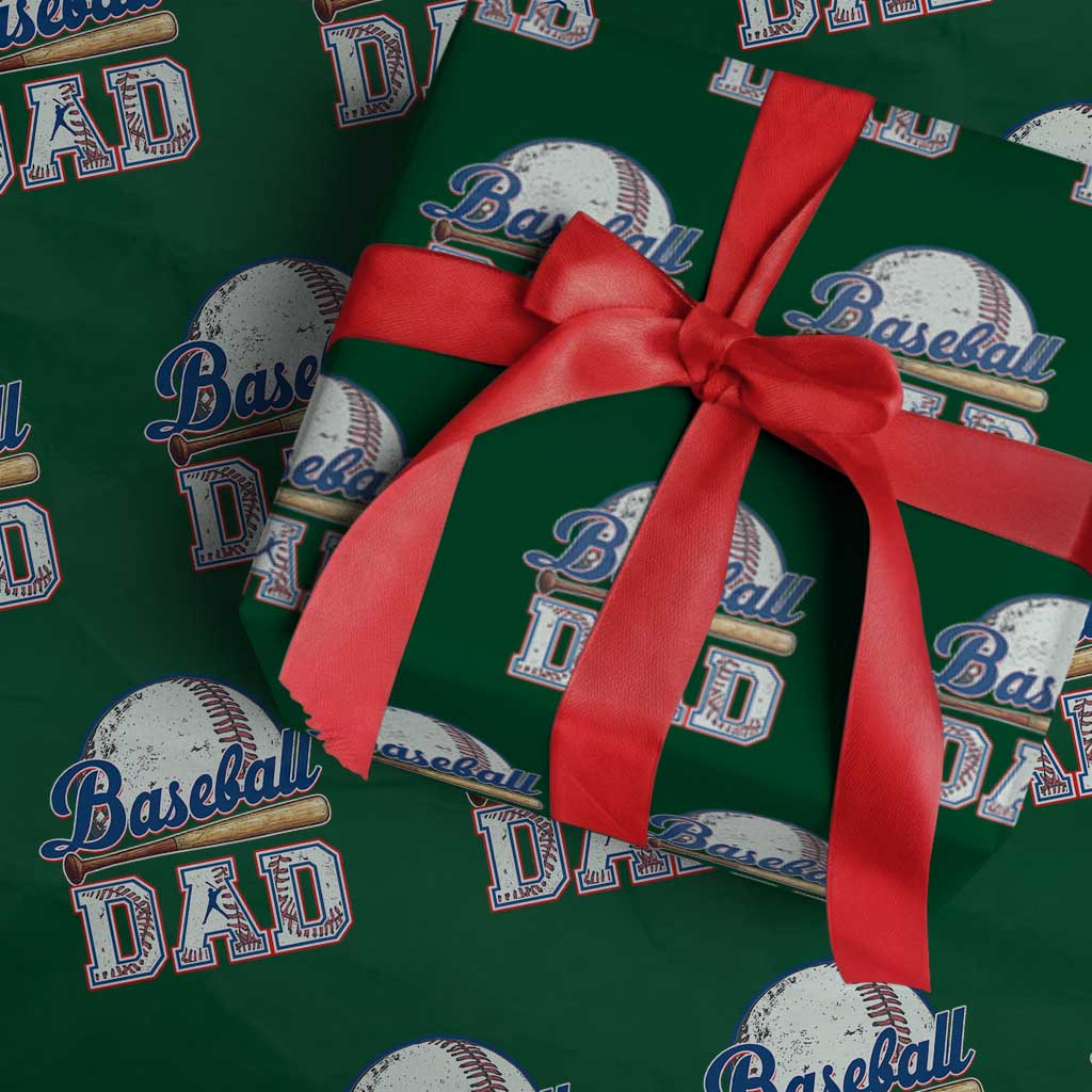 Baseball Dad Wrapping Paper Roll Baseball Sport Lovers For Father's Day - Wonder Print Shop
