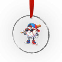 Baseball Drip Ice Cream Crystal Glass Ornament Youth Drip Baseball Boys Kid Red White And Blue