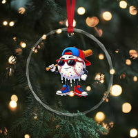 Baseball Drip Ice Cream Crystal Glass Ornament Youth Drip Baseball Boys Kid Red White And Blue