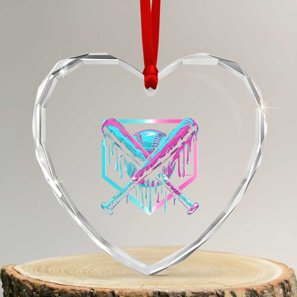 Baseball Drip Ice Cream Dripping Heart Crystal Glass Ornament - Wonder Print Shop