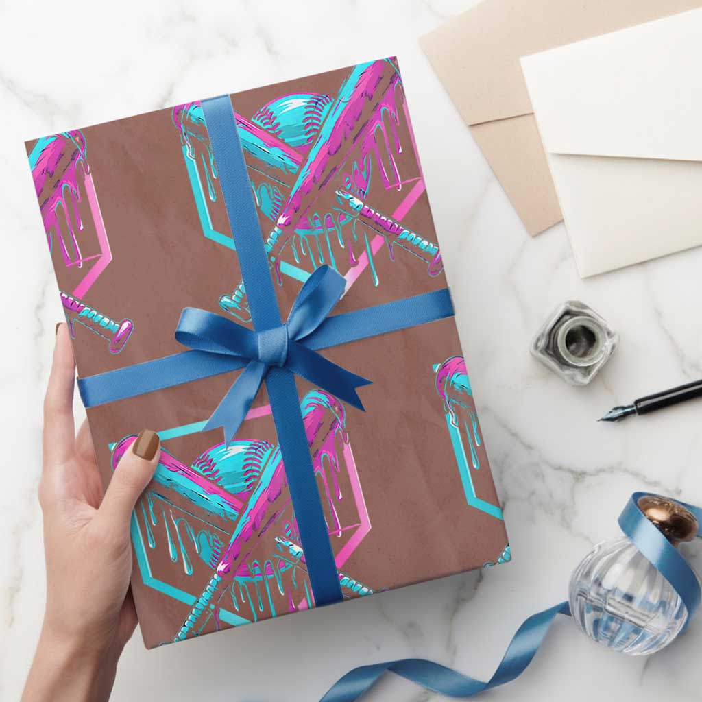 Baseball Drip Ice Cream Dripping Wrapping Paper Roll - Wonder Print Shop