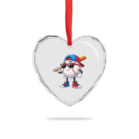 Baseball Drip Ice Cream Heart Crystal Glass Ornament Youth Drip Baseball Boys Kid Red White And Blue