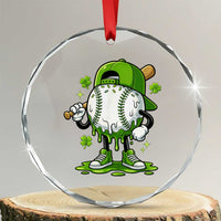 Baseball Drip Icecream Crystal Glass Ornament Youth Boy St Patricks Day Shamrock Green
