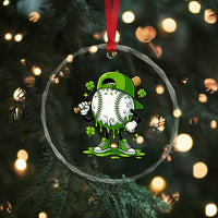 Baseball Drip Icecream Crystal Glass Ornament Youth Boy St Patricks Day Shamrock Green