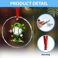 Baseball Drip Icecream Crystal Glass Ornament Youth Boy St Patricks Day Shamrock Green