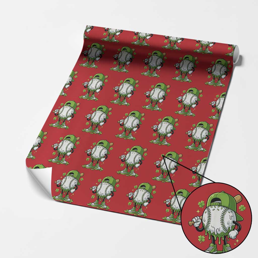 Baseball Drip Icecream Wrapping Paper Roll Youth Boy St Patricks Day Shamrock Green