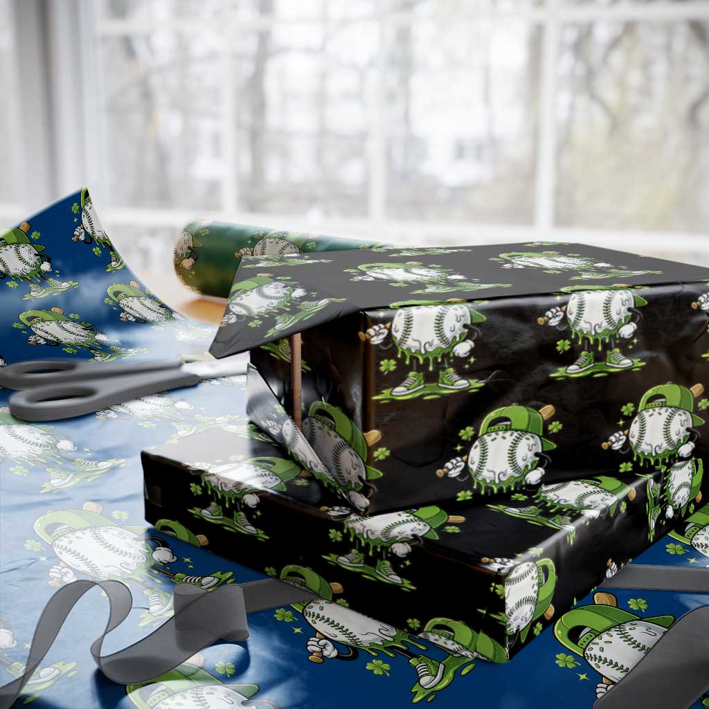Baseball Drip Icecream Wrapping Paper Roll Youth Boy St Patricks Day Shamrock Green