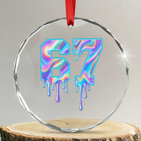 Baseball Drip Number 67 Player Crystal Glass Ornament Funny Six Seven Meme 67th Birthday Holographic Dripping - Wonder Print Shop