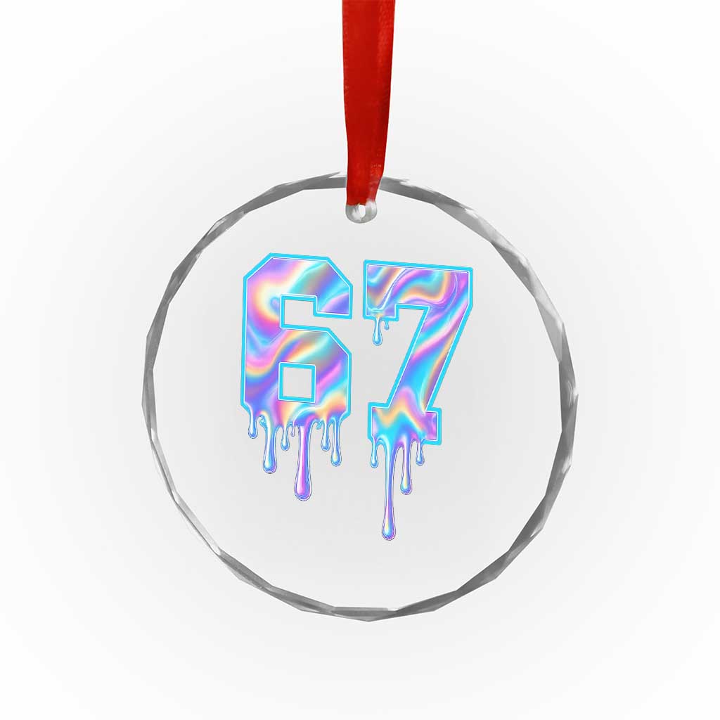 Baseball Drip Number 67 Player Crystal Glass Ornament Funny Six Seven Meme 67th Birthday Holographic Dripping - Wonder Print Shop