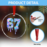 Baseball Drip Number 67 Player Crystal Glass Ornament Funny Six Seven Meme 67th Birthday Holographic Dripping - Wonder Print Shop