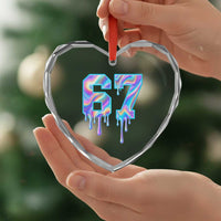 Baseball Drip Number 67 Player Heart Crystal Glass Ornament Funny Six Seven Meme 67th Birthday Holographic Dripping - Wonder Print Shop