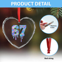 Baseball Drip Number 67 Player Heart Crystal Glass Ornament Funny Six Seven Meme 67th Birthday Holographic Dripping - Wonder Print Shop