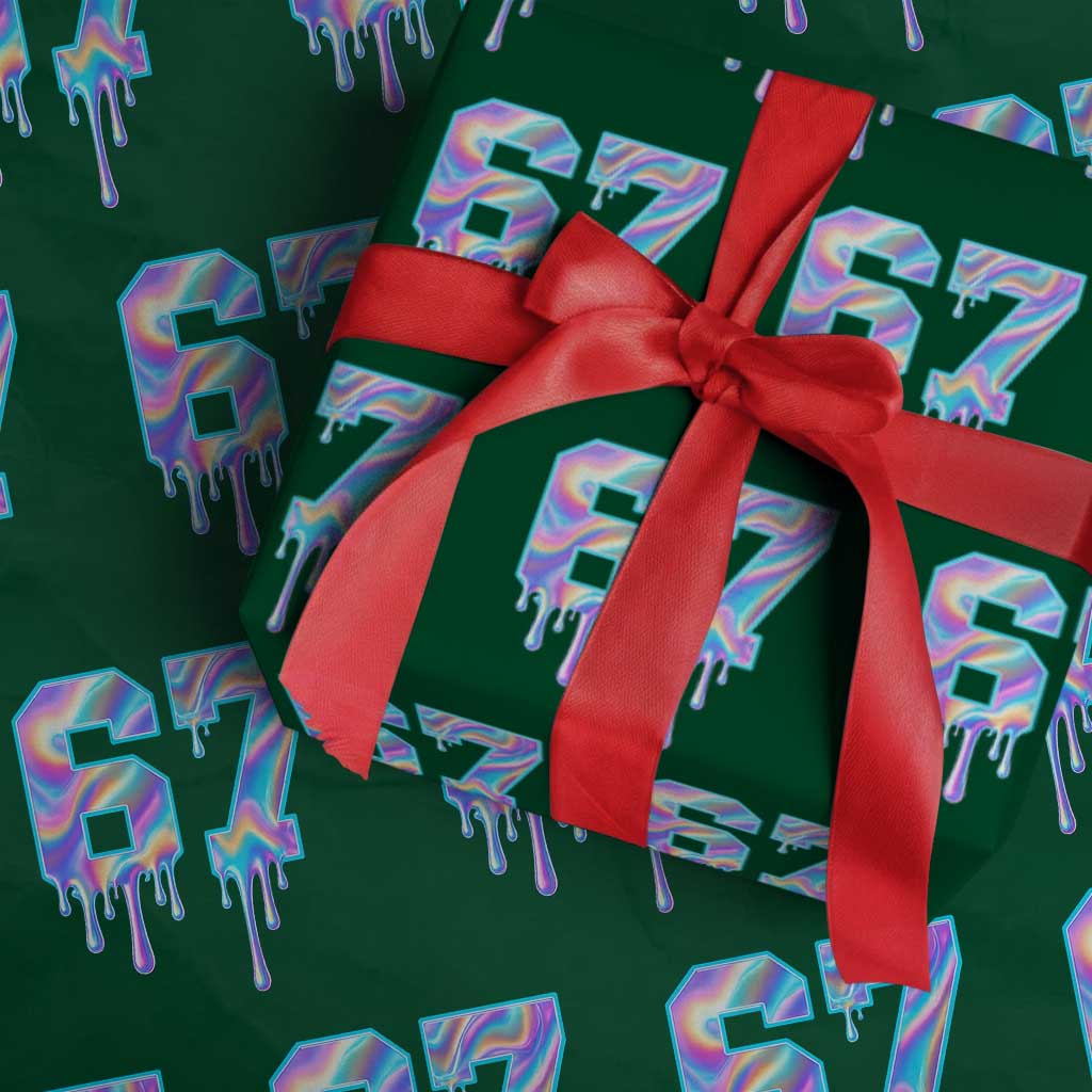 Baseball Drip Number 67 Player Wrapping Paper Roll Funny Six Seven Meme 67th Birthday Holographic Dripping - Wonder Print Shop